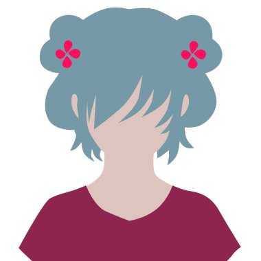 Saçlı Vektör Anime Surat, güzel bir kızın konsept çizimi