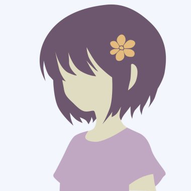 Saçlı Vektör Anime Surat, güzel bir kızın konsept çizimi