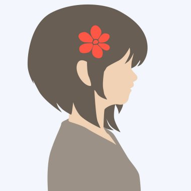 Saçlı Vektör Anime Surat, güzel bir kızın konsept çizimi