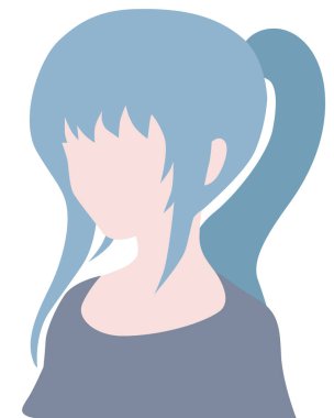 Saçlı Vektör Anime Surat, güzel bir kızın konsept çizimi