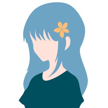 Saçlı Vektör Anime Surat, güzel bir kızın konsept çizimi