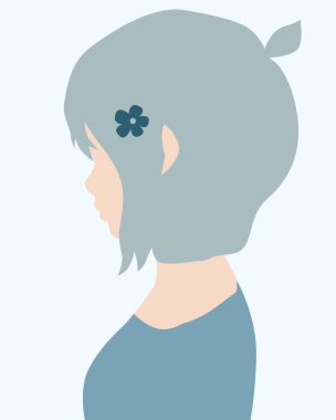 Saçlı Vektör Anime Surat, güzel bir kızın konsept çizimi