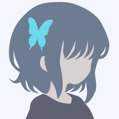 Saçlı Vektör Anime Surat, güzel bir kızın konsept çizimi