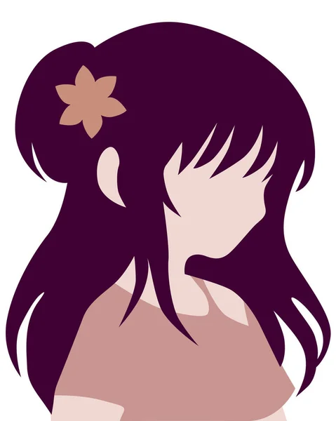 Wektor Anime Twarz Włosami Ilustracja Koncepcja Pięknej Dziewczyny — Wektor stockowy