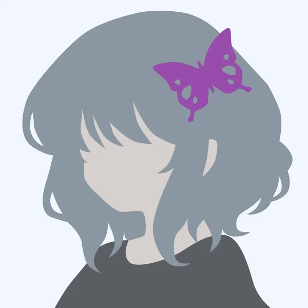 Vector Anime Face Hair Konsep Ilustrasi Gadis Cantik - Stok Vektor