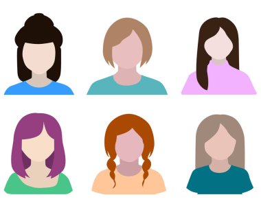 Sıradan giyinen bir grup insan erkek ve kadın avatar vektör ikonları. İnsanların karakterlerini tasarım kavramı.