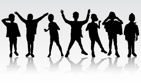 Σκιαγραφίες Αγοριών Που Χορεύουν Στην Ομαδική Διανυσματική Απεικόνιση — Διανυσματικό Αρχείο