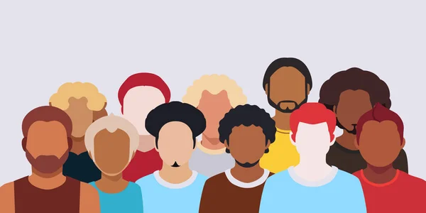Ensemble Personnes Icônes Plates Avec Des Visages Simples Coiffures Ethnicité — Image vectorielle