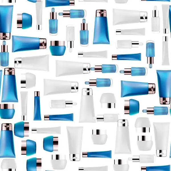 Modello Senza Soluzione Continuità Cosmetici Prodotti Bellezza Tubo Vaso Bottiglia — Vettoriale Stock