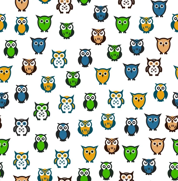 Vahşi Baykuş Desenli Renkli Arkaplan Dekoratif Illüstrasyon — Stok Vektör