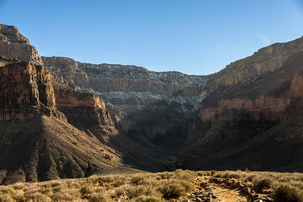 Terugkijkend Naar Bright Angel Trail Vanaf Plateau Point Grand Canyon — Stockfoto