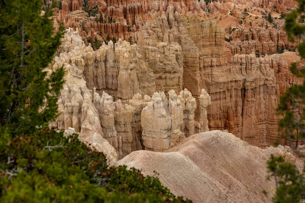 Schichten Weißer Und Orangefarbener Hoodoos Vom Rim Trail Bryce Canyon — Stockfoto