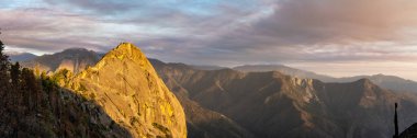 Moro Rock Glows with Sunset Light in Sequoia National Park