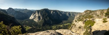 Panorama Of Moran Point With Half Dome to The Left From Yosemite Point in summer