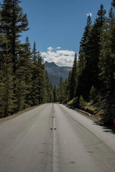 Tiagoa Road Während Der Bauarbeiten Ohne Lackierung Der Mittellinie Yosemite — Stockfoto