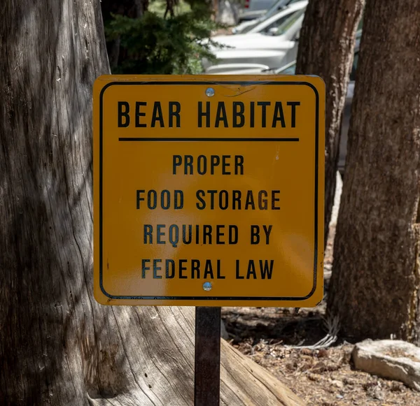 Proper Food Storage Sign in Bear Habitat in Yosemite National Park