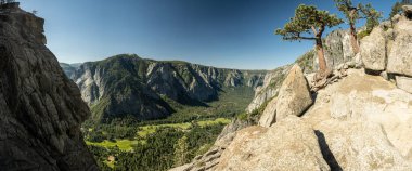 Yazın Yukarı Yosemite Şelalesinin Kıyısından Dışarıya Bakmak