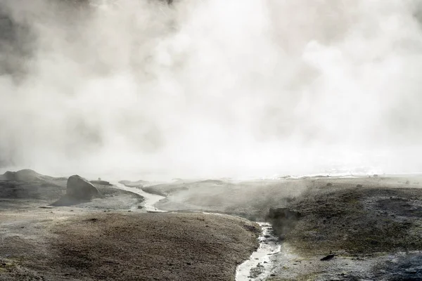 Valley Bumpass Hell Disappears Steam Thermal Vents Lassen Volcanic — Stock Photo, Image