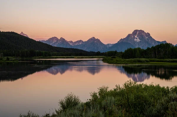 stock image Soft Morning Light At Oxbow Bend in Grand Teton National Park