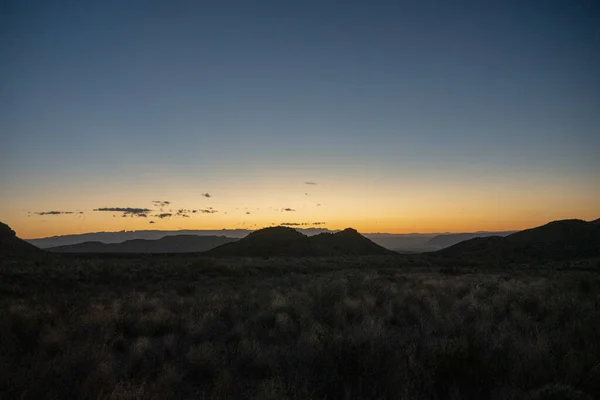 Schwaches Gelbes Licht Verblasst Horizont Big Bend Nationalpark — Stockfoto