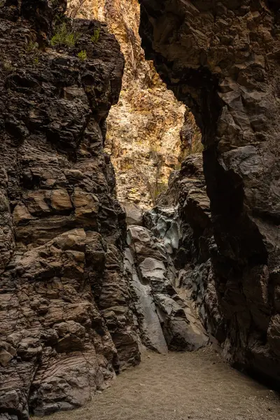 Big Bend 'in Üst Kıvrımlı Burro Mesa Pouroff' undaki Oda Duvarlarından Kuru Düşüşe Bakıyoruz