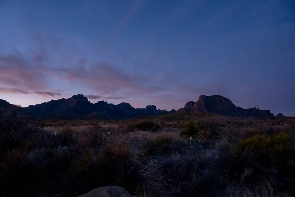 Wide View Chisos Mountains Just Sunrise Big Bend — Stock Photo, Image