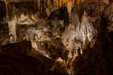 Carlsbad Mağaraları Ulusal Parkı 'ndaki Grene Gölü Odasına Bakıyoruz