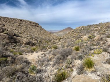 Büyük Viraj Ulusal Parkı 'ndaki telefon kanyonu patikasında ince bulutlar asılı.