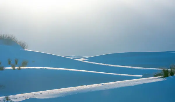 Avondzon Benadrukt Duinen White Sands National Park Rechtenvrije Stockafbeeldingen
