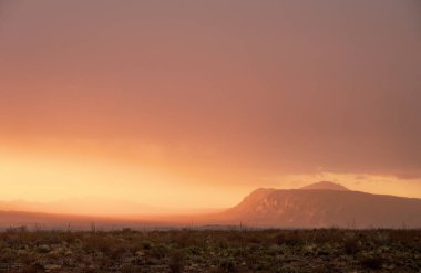 Big Bend Çölü, üzerinde fotokopi alanı olan sisle kaplı.