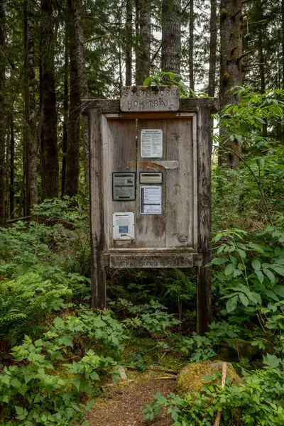 stock image South Fork Of Hoh Trailhead Sign in Olympic National Park