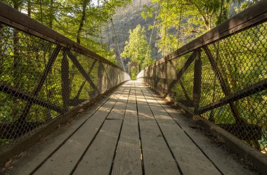 Kuzey Şelaleleri 'ndeki Cedars Köprüsü' nün Tahta Döşeme Görünümü Düşük Açı Görünümü