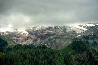 Kalın Bulutlar Grubu Sprey Park Yolu 'ndan Rainier Dağı manzarasını engelliyor.