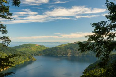 Lake Crescent And The Straight Of Juan De Fuco In The Distance in Olympic National Park clipart