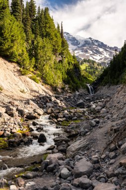 West Fork Van Trump Creek Flows Below Upper Comet Falls in Mount Rainier National Park clipart