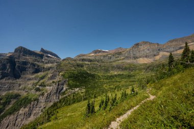 Buzul Ulusal Parkı 'ndaki Wall Campsite' daki deliğe doğru giden patika kesiliyor.