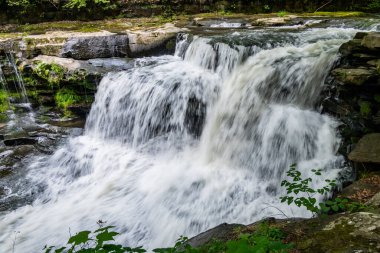 Dunloup Creek 'in dalgalı suları New River Gorge Ulusal Parkı' ndaki bir şelaleye sıçradı.
