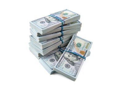 Dolar desteleri beyaz arkaplanda izole.