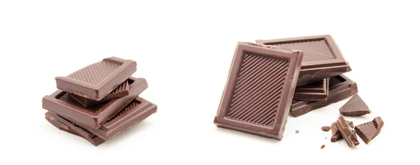 Trozos Cortados Áspero Una Barra Chocolate — Foto de Stock