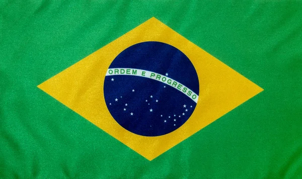 Tecido Bandeira Brasil Textura Fundo — Fotografia de Stock