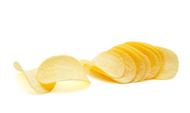 Patates cipsi izole edilmiş beyaz arkaplan.