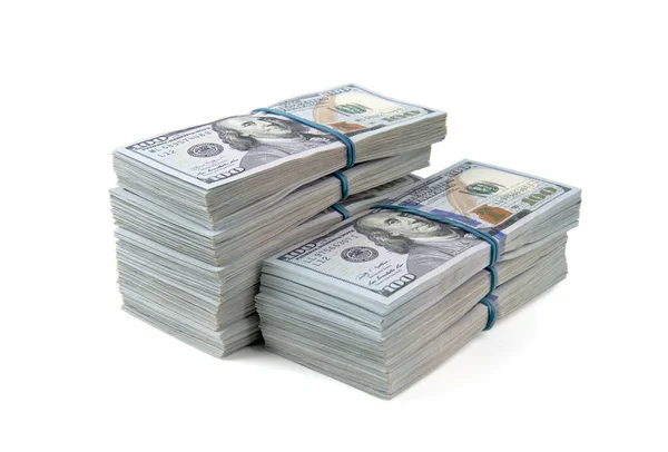 Dollar Bundles Isolated White Background — Stock Photo, Image