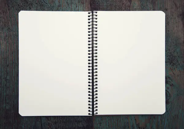 Prázdný Zápisník Dřevěném Stole — Stock fotografie