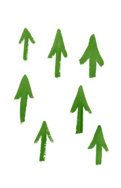 El çizimi suluboya ok beyaz arkaplanda yeşil