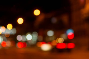 Gece şehrinin soyut mavi ışıkları