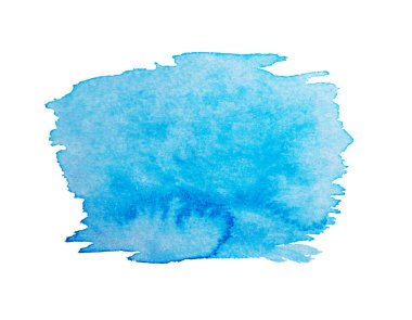 Beyaz arkaplanda soyut mavi suluboya.