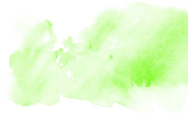 Beyaz arka plan üzerine soyut yeşil suluboya.