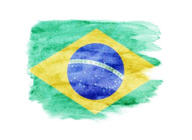 Brezilya bayrağı fırça darbesi, beyaz arka planda ulusal bayrak
