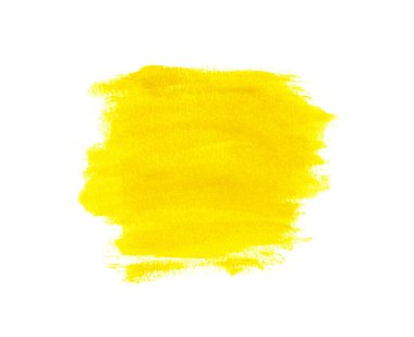 Beyaz arkaplanda soyut sarı suluboya.