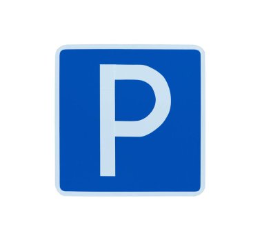 Beyaz arkaplanda park işareti izole edildi